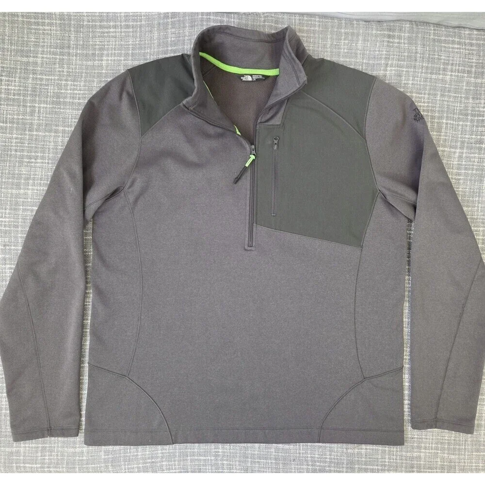 THE NORTH FACE Flash Dry XD 1/2 Zip Pullover Fleece Gray Jacket Men's L SEE DESC